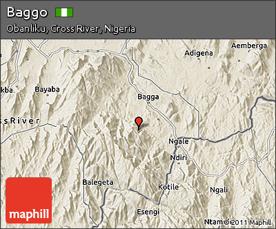Shaded Relief 3D Map of Baggo