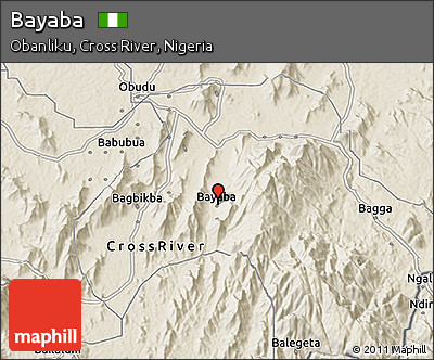 Shaded Relief 3D Map of Bayaba