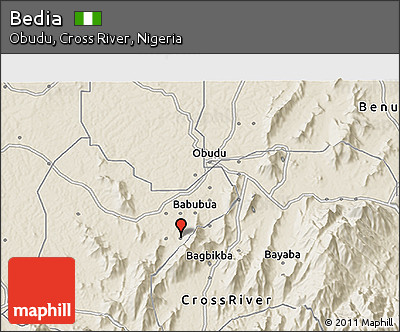 Shaded Relief 3D Map of Bedia