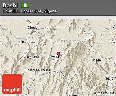 Shaded Relief 3D Map of Boshi