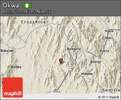Shaded Relief 3D Map of Okwa