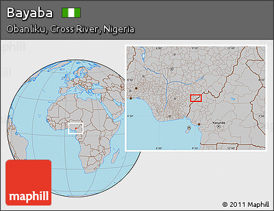 Gray Location Map of Bayaba