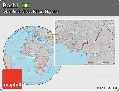 Gray Location Map of Boshi
