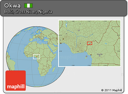 Savanna Style Location Map of Okwa