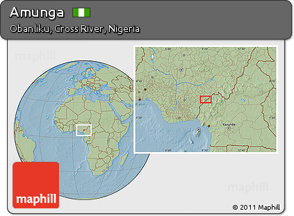 Savanna Style Location Map of Amunga, hill shading