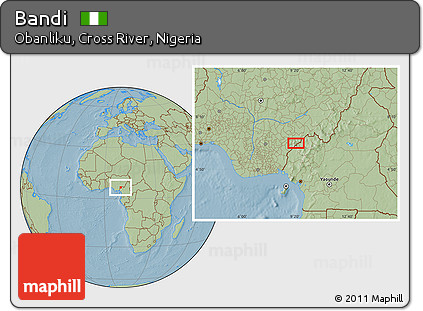 Savanna Style Location Map of Bandi, hill shading