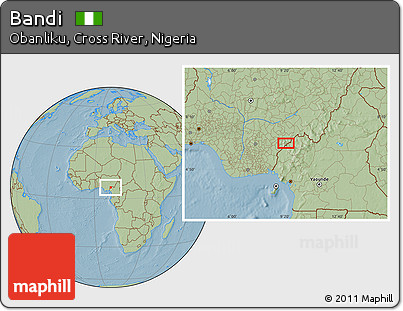 Savanna Style Location Map of Bandi, hill shading
