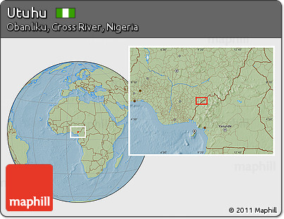 Savanna Style Location Map of Utuhu, hill shading