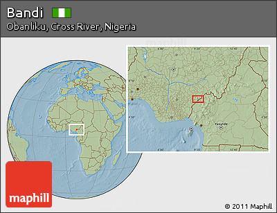 Savanna Style Location Map of Bandi, hill shading