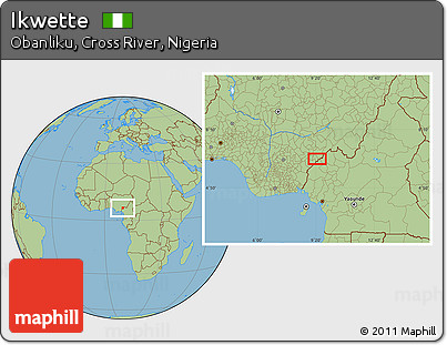 Savanna Style Location Map of Ikwette