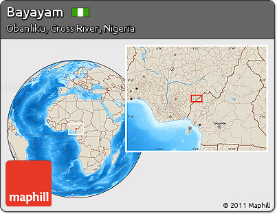 Shaded Relief Location Map of Bayayam