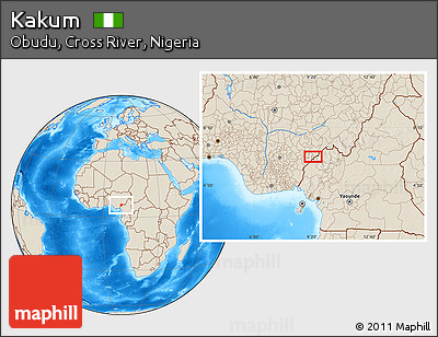 Shaded Relief Location Map of Kakum