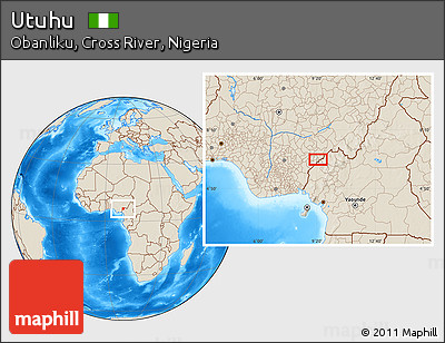 Shaded Relief Location Map of Utuhu