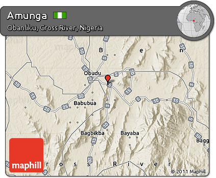 Shaded Relief Map of Amunga