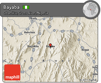 Shaded Relief Map of Bayaba