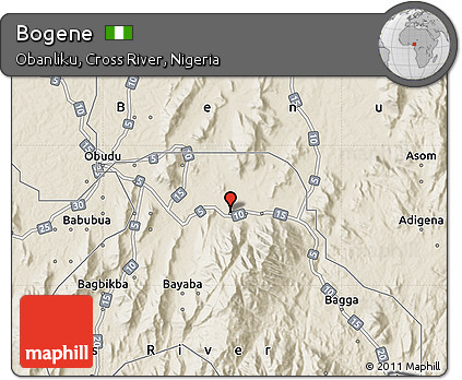 Shaded Relief Map of Bogene