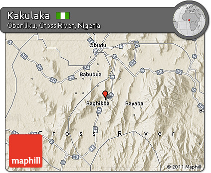Shaded Relief Map of Kakulaka