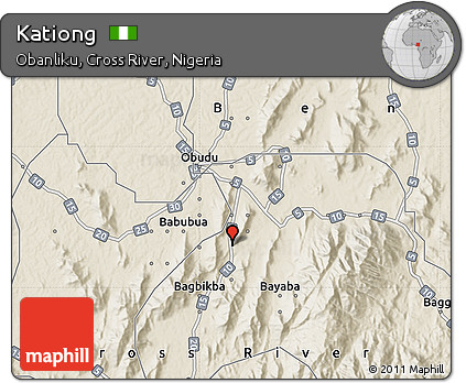 Shaded Relief Map of Kationg