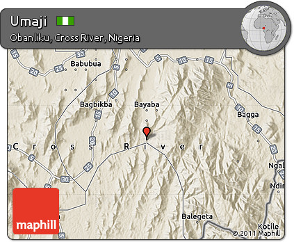 Shaded Relief Map of Umaji
