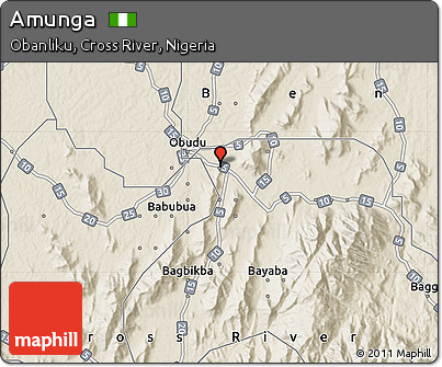 Shaded Relief Map of Amunga