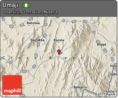 Shaded Relief Map of Umaji