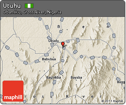 Shaded Relief Map of Utuhu