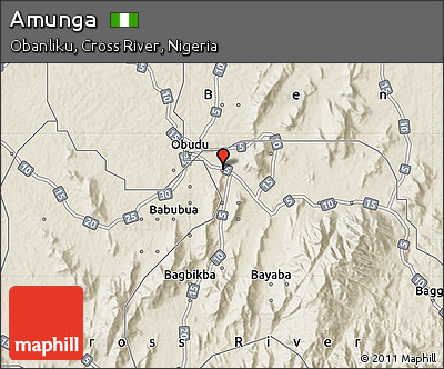 Shaded Relief Map of Amunga