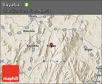 Shaded Relief Map of Bayaba