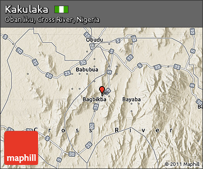 Shaded Relief Map of Kakulaka