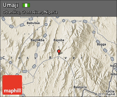 Shaded Relief Map of Umaji