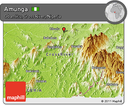 Physical Panoramic Map of Amunga