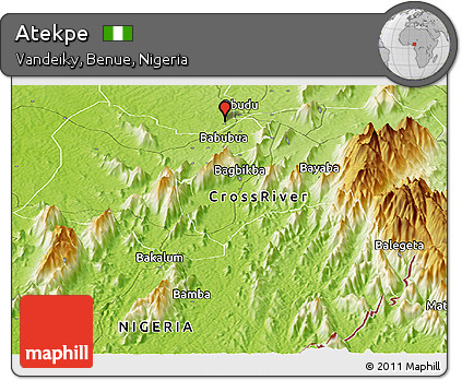 Physical Panoramic Map of Atekpe