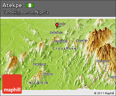 Physical Panoramic Map of Atekpe