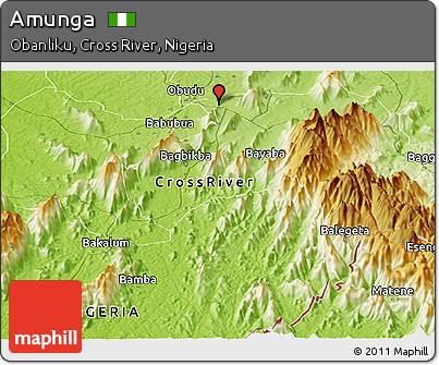 Physical Panoramic Map of Amunga