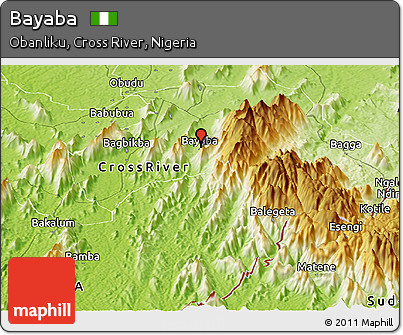 Physical Panoramic Map of Bayaba