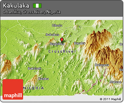 Physical Panoramic Map of Kakulaka