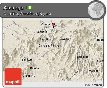 Shaded Relief Panoramic Map of Amunga