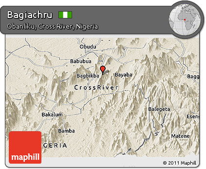 Shaded Relief Panoramic Map of Bagiachru