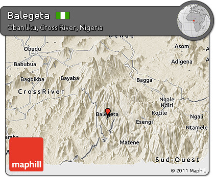 Shaded Relief Panoramic Map of Balegeta