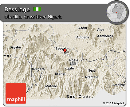 Shaded Relief Panoramic Map of Bassinge