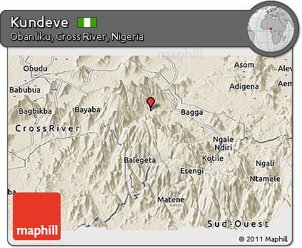 Shaded Relief Panoramic Map of Kundeve