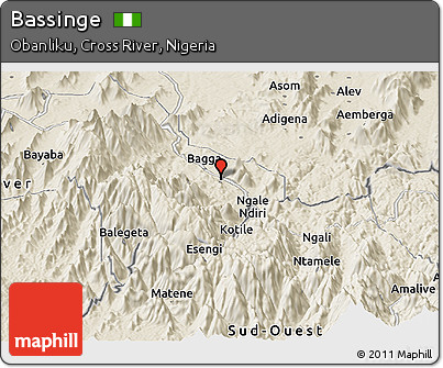 Shaded Relief Panoramic Map of Bassinge