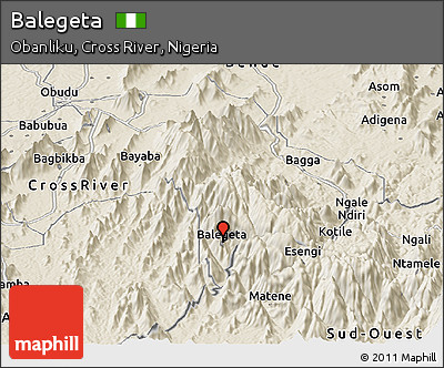 Shaded Relief Panoramic Map of Balegeta