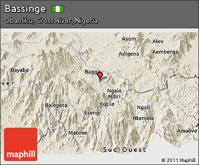 Shaded Relief Panoramic Map of Bassinge