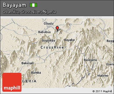 Shaded Relief Panoramic Map of Bayayam