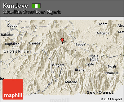 Shaded Relief Panoramic Map of Kundeve