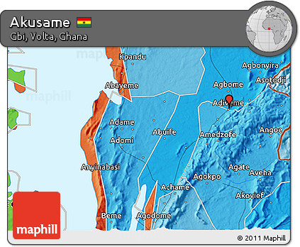 Political 3D Map of Akusame