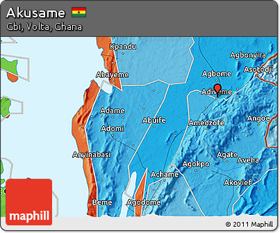 Political 3D Map of Akusame