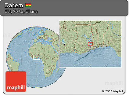 Savanna Style Location Map of Datem, hill shading