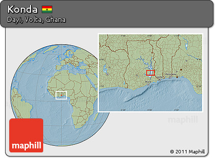 Savanna Style Location Map of Konda, hill shading